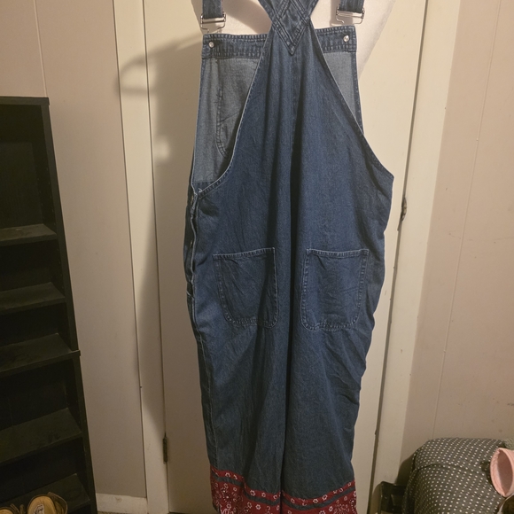 Vintage Agapo Denim Overalls – Bandana Trim – Women’s L – Western Cottagecore - Picture 5 of 8